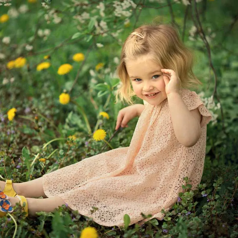 Детское кружевное платье с рюшами вечернее принцессы для маленьких девочек