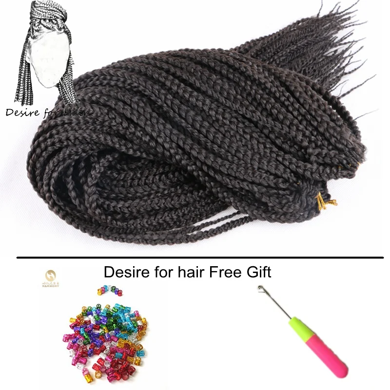 Desire for hair, 24 дюйма, 100 г, 22 пряди, Омбре, черный, фиолетовый, розовый, микро бокс, косички, вязанные крючком, косички, синтетические косички для наращивания волос
