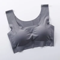 fashion ice silk seamless push up bra vest underwear padded bra for women one peice comfort sleeping bra soft sleep lingerie bra