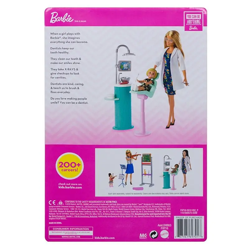 Original Barbie Brand Dentist Doctor Princess American Dolls Baby Doll for Birthday Gift Girl Toys Boneca Juguetes for Children