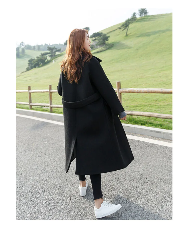 

2019 New design loose style wool coat plue size long black win red