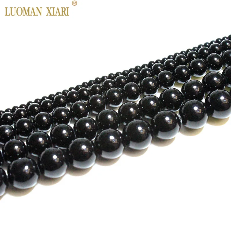 Круглые бусины из натурального камня для украшений сделай сам черный оникс
