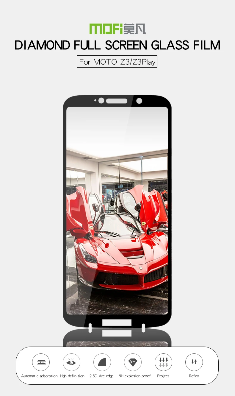 Для Motorola Moto Z3 play закаленное стекло Mofi 3D изогнутое закаленное стекло экран полное покрытие пленка для мотора Moto Z3