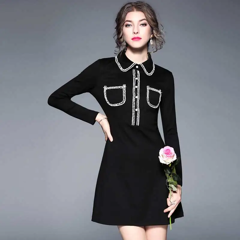 Женское вечернее мини платье bonnie thea черное элегантное для офиса на зиму|dresses