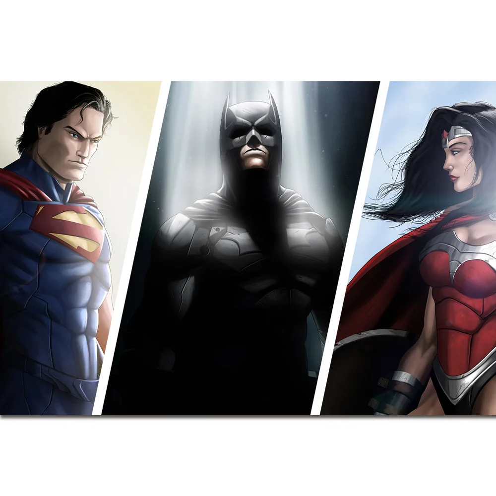 Комический супергерой DC плакат Супермен Bathman Wonder Woman Art шелковая принтованная