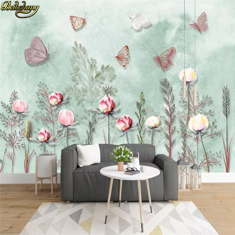 

beibehang Custom Nordic watercolor plant Photo wallpapers for living room Bedroom Backdrop wall papers home decor 3D wall murals