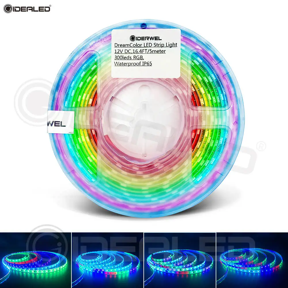 Color changing LED Strip Light 5m 300LEDs Waterproof Flexible Lights Chasing Effect Dynamic Pulsated Color Changing with Music