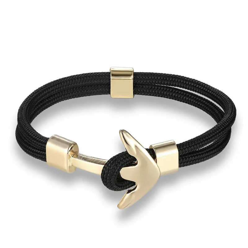 Новые модные тканые мужские Многослойные браслеты с якорем якорь надежды темно