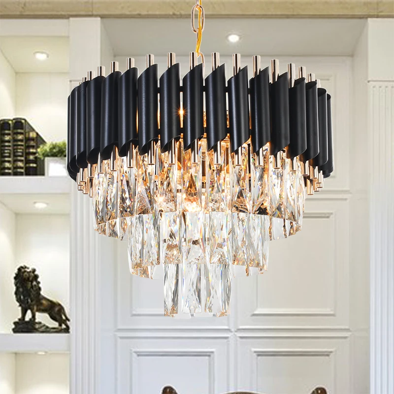

Good Quality K9 Crystal Chandelier Suspension Lighting Luminaires Hanging Lustre for Restaurant Crystal American Style Lamp