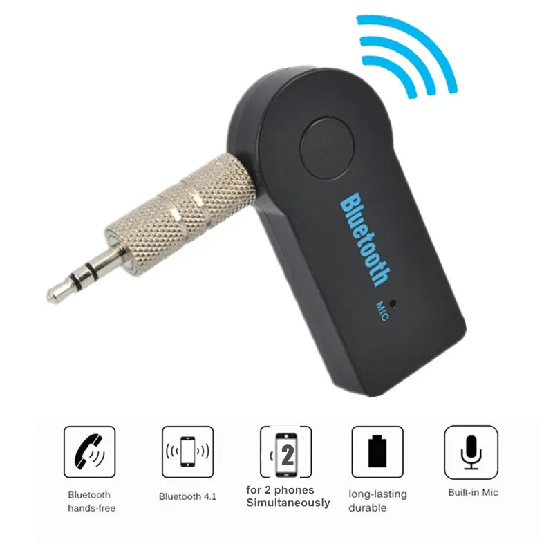3,5 мм Aux гарнитура громкой связи Bluetooth приемник музыкальный автомобильный комплект адаптер музыкальный передатчик для автомобильного динамика MP3-плеер проводные наушники с микрофоном - Название цвета: Black