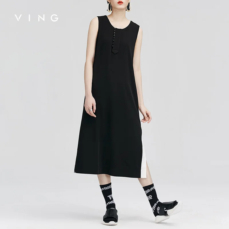 VING платья для женщин Лето 2017 г. Wommen лоскутное выдалбливают шифон тонкий платье|slim