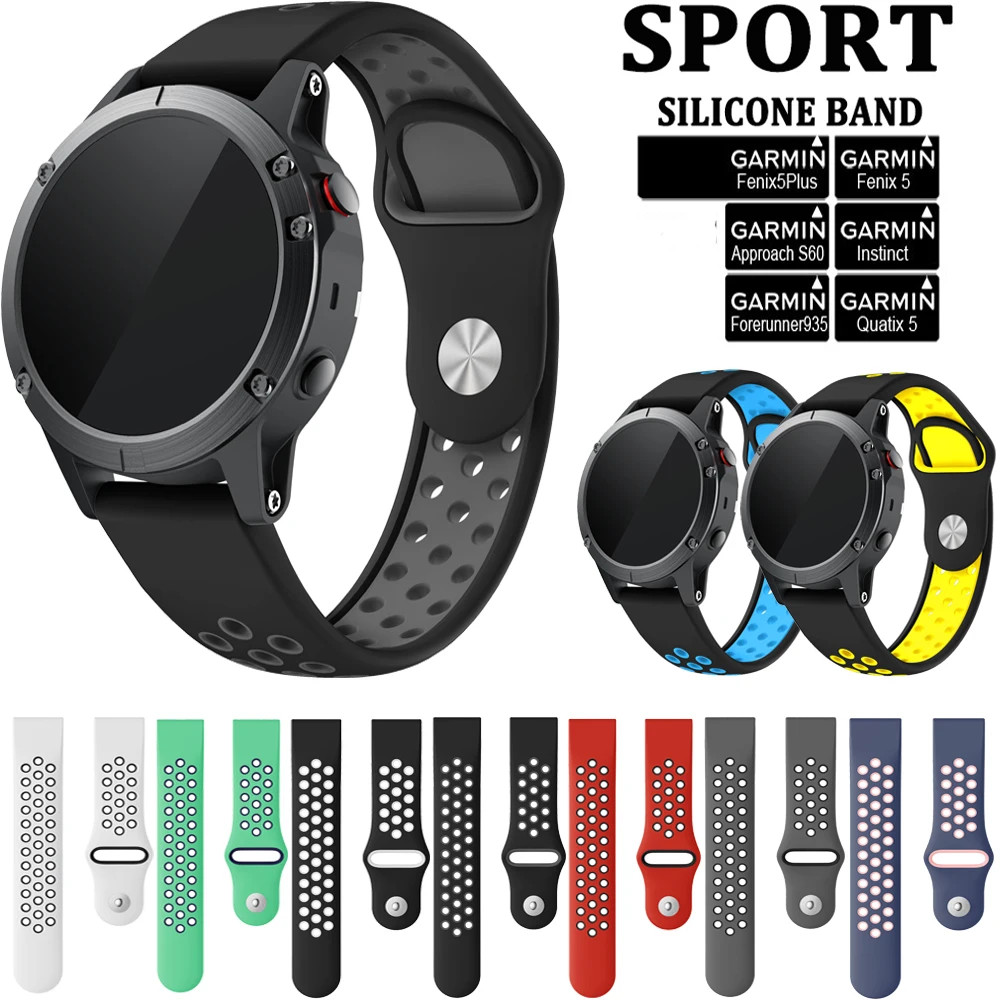 Спортивный силиконовый ремешок браслет для Garmin Fenix 5 6 5Plus Instinct Forerunner 935 945 часы 22 мм