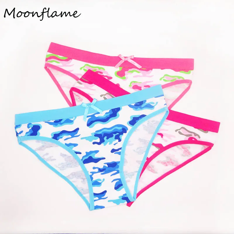blue.rose red.pink Moonflme 3 шт./лот женское нижнее белье с принтом женские хлопковые трусики M L XL 89153 - Цвет: blue.rose red.pink