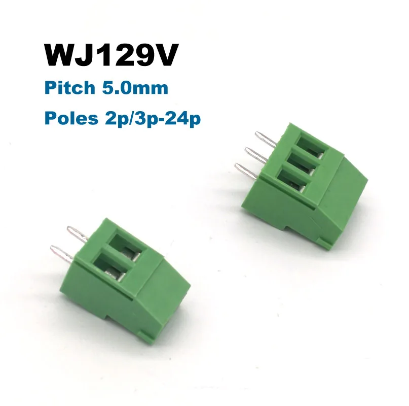 30/50 шт. шаг 5 0 мм Винт PCB Клеммная колодка коннектор прямой штырь 2P 3P WJ129V коннекторы