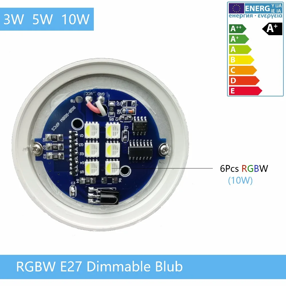 RGBW светодиодный светильник лампа 3W 5W 10W E27 110V 220V Дистанционное 16 Цвета Diming ночной
