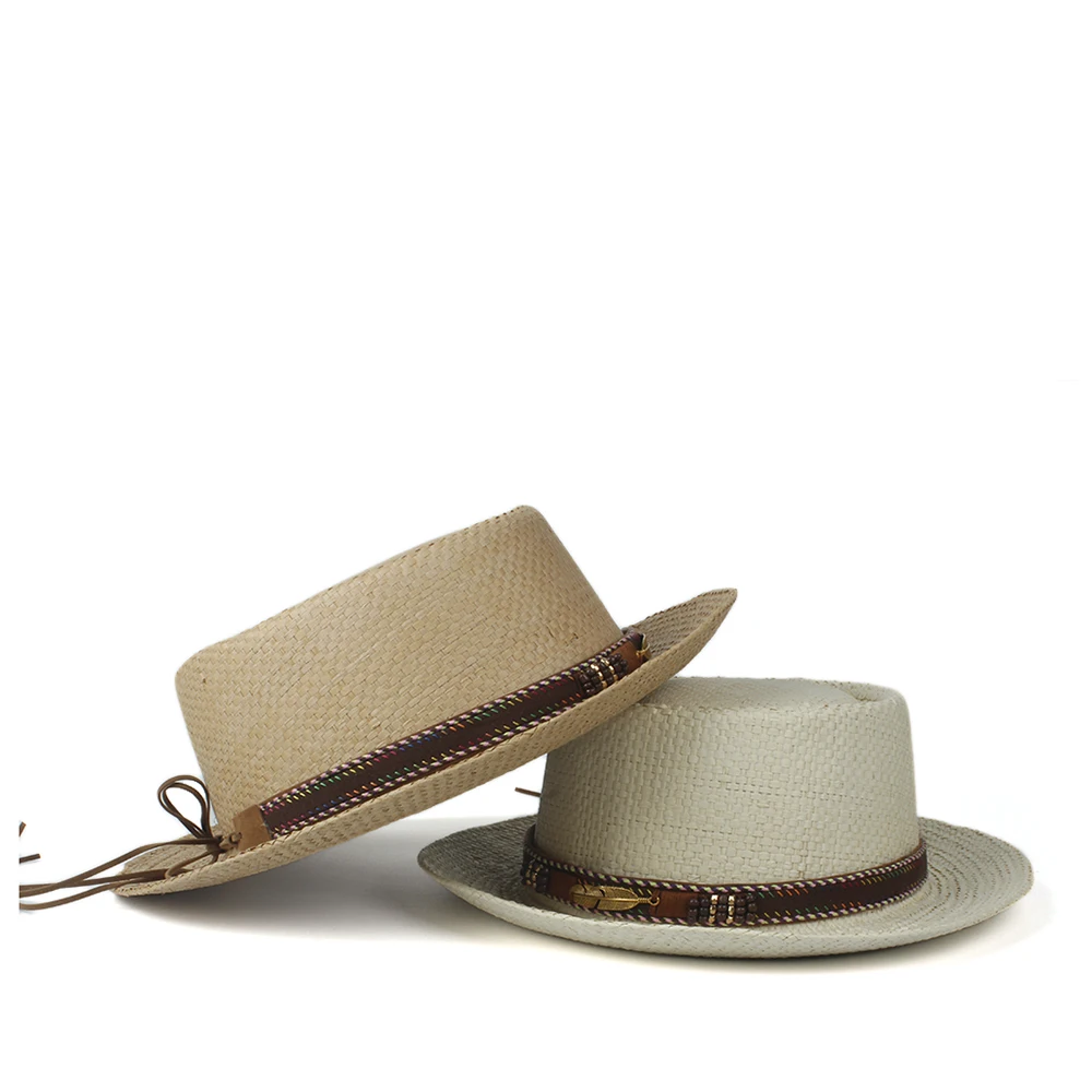 Шляпа от солнца Соломенная для мужчин и женщин Панама пляжа отдыха с плоскими