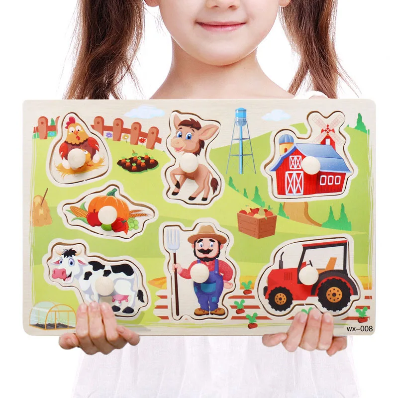 DZ-LB-885-15x22.5cm Детские паззлы, игрушки, деревянные головоломки, ручной захват, набор, обучающие игрушки для детей, мультяшный автомобиль, морские животные, пазл, детский подарок - Цвет: DZ-LB-885-15x22.5cm