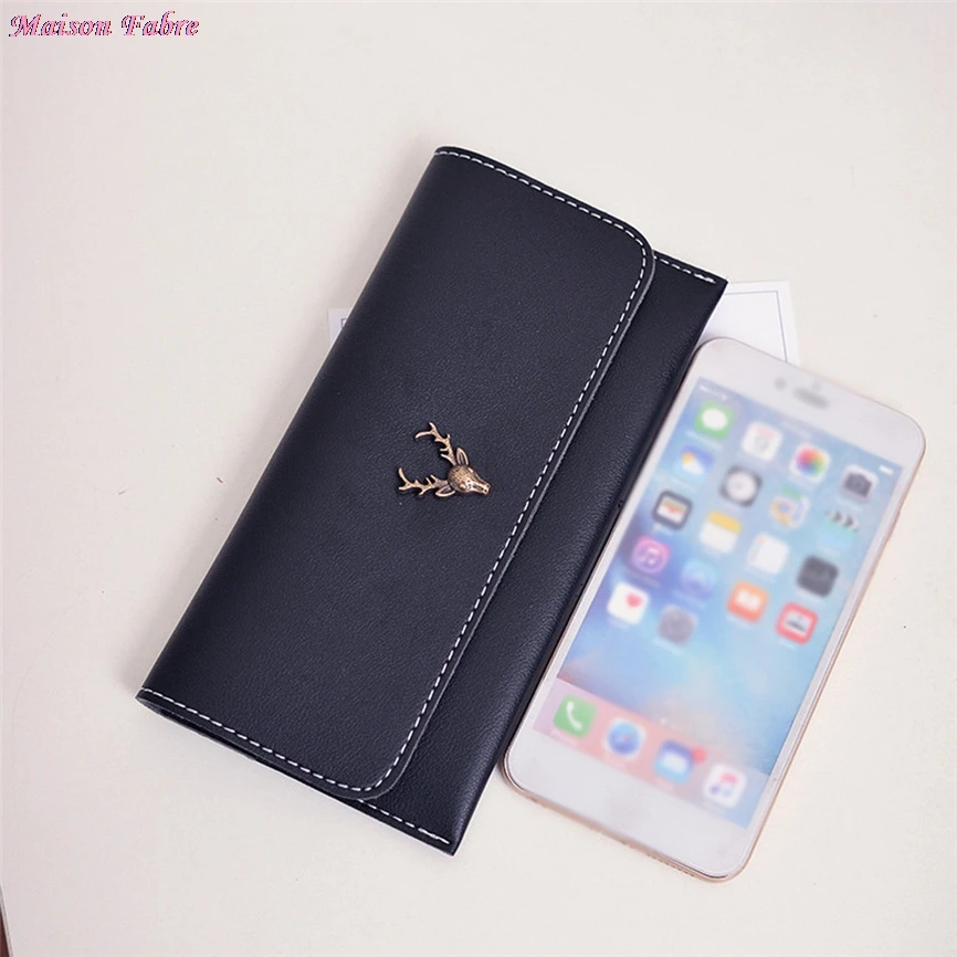 Модный женский длинный кожаный кошелек в стиле ретро простой однотонный с