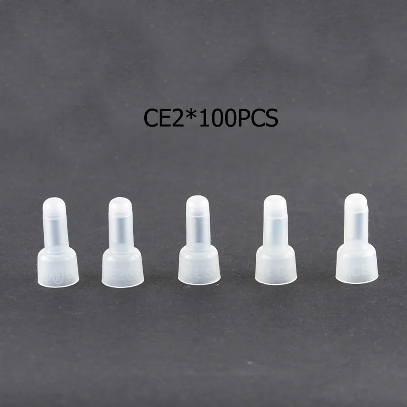 CE2 100PCS Действительно 100 шт. CE1 CE2 CE5 закрытый конец обжимные колпачки Электрический провод кабельный терминал Разъемы набор AWG 12-10 16-14 22-16 - Цвет: CE2 100PCS