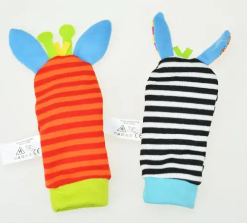 Emmababy 2022 New A Pair Sozzy Baby Infant Soft Toy Wrist Rattles Finders Developmental Wrist Bells Foot Sock Rattles Soft Toys