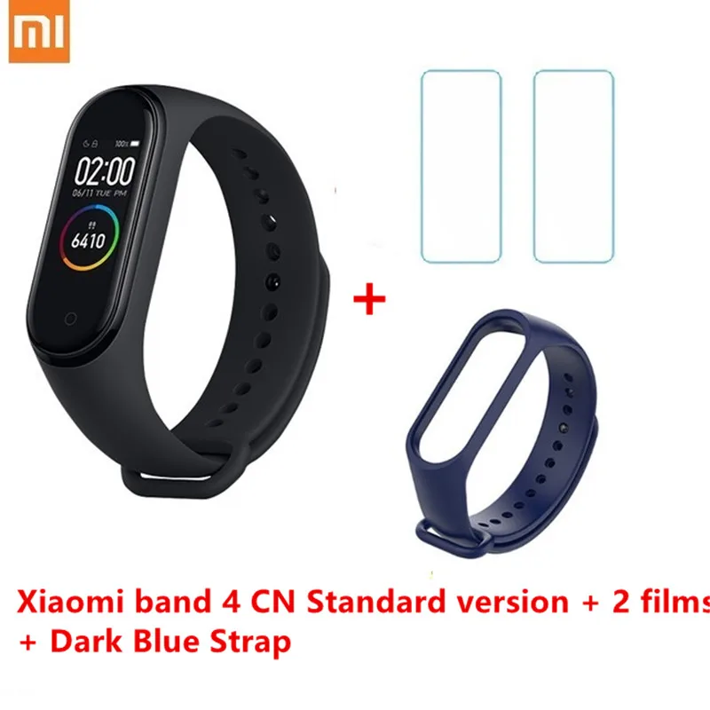 4 n 2 fil n Dar blue Xiaomi Mi band 4 smart AI фитнес-трекер для измерения сердечного ритма 50 м водонепроницаемый сенсорный цветной экран Bluetooth 5,0 браслет - Цвет: 4 n 2 fil n Dar blue