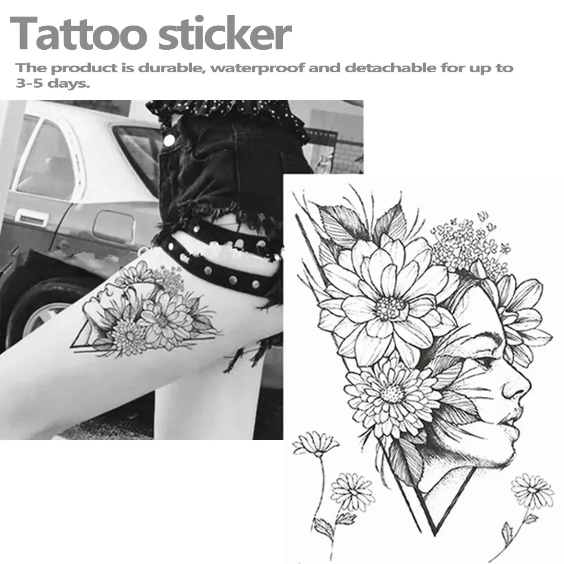 1 шт. водостойкая временная татуировка наклейка эскиз линия Пион шаблон тату Вода