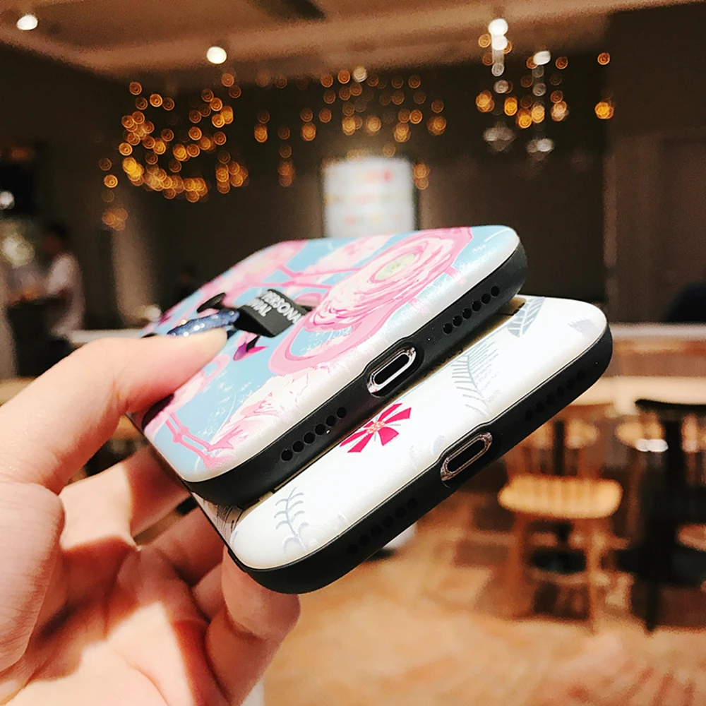 Hide Ring Stand Holder Silicon Cover For iPhone X XS MAX XR Beautiful Pink Flamingo Relief Phone Case 6 6S 7 8 Plus |