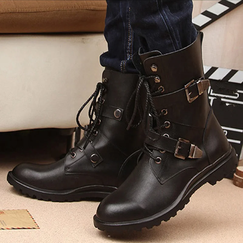 Мужские классические ботинки из натуральной кожи черные повседневные ботильоны