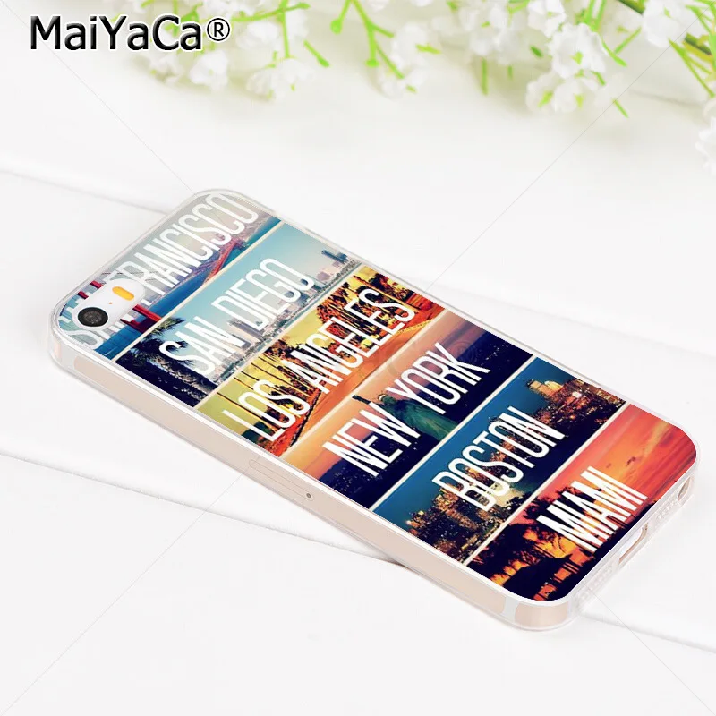 MaiYaCa Калифорния крутой Нью Йорк Бостон Майами чехол для телефона iPhone 8 7 6 6S Plus X XS MAX