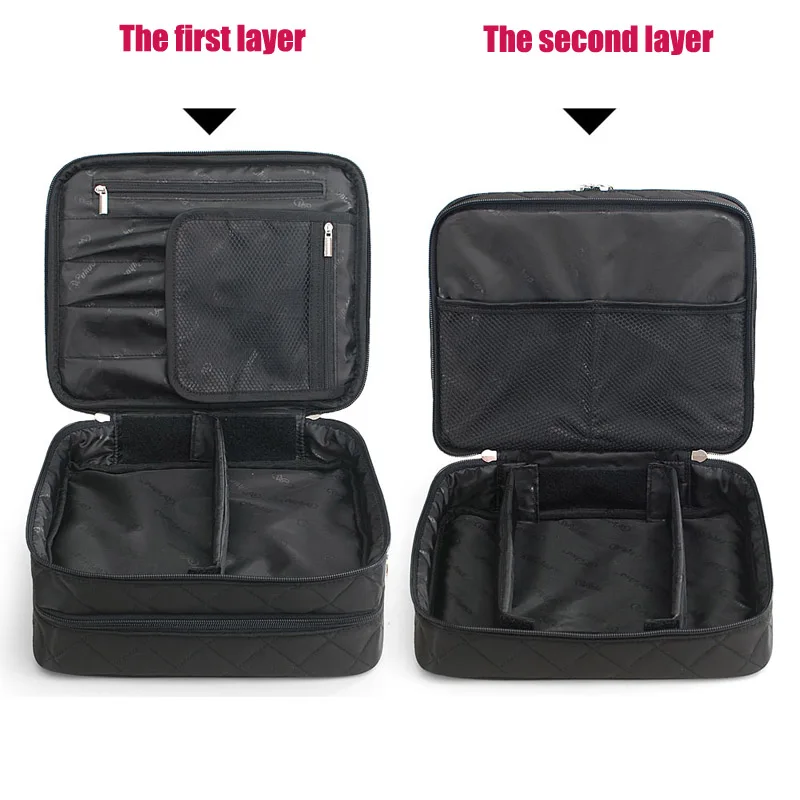 Косметичка Ms большой вместительности двухслойная сумка для косметики