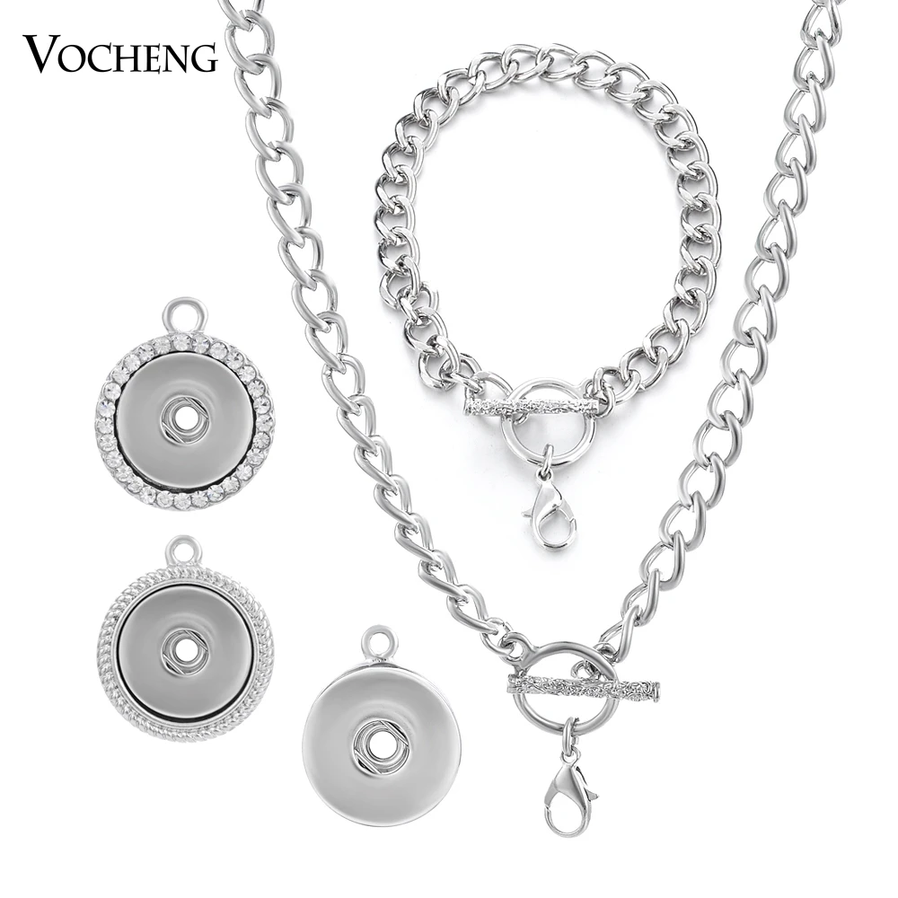 Набор ювелирных изделий Ginger Snap Button 18 мм ожерелье с подвеской и браслет (NN 317)