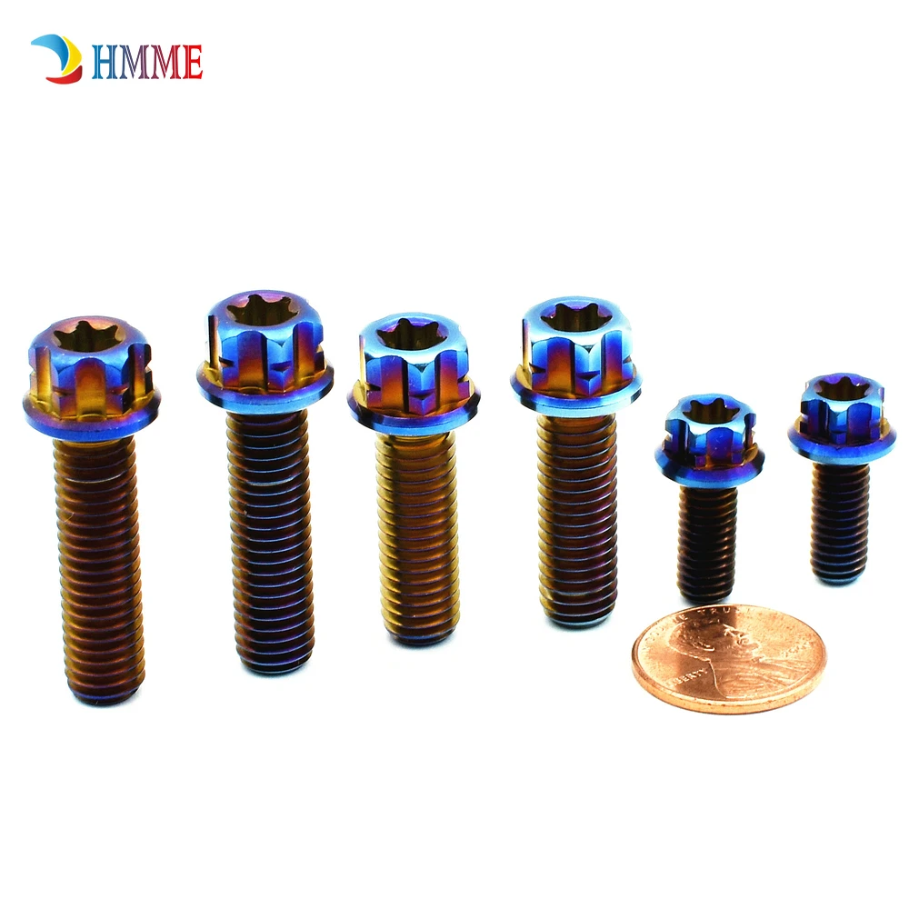 Титановые болты M6 M8 M10 мотоциклетные суппорты тормозной синий фланец Torx головка титановые винты Ti крепеж 2 шт