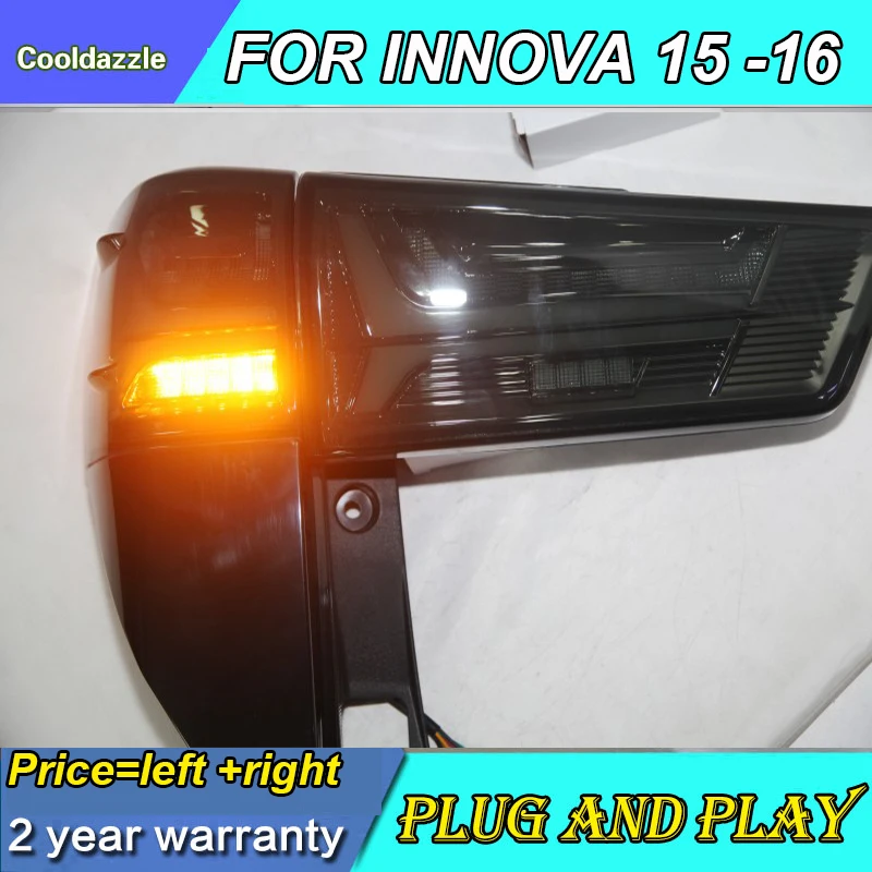 Светодиодный задний фонарь для TOYOTA Innova черного цвета поворот 2015 2016 год|Фара авто