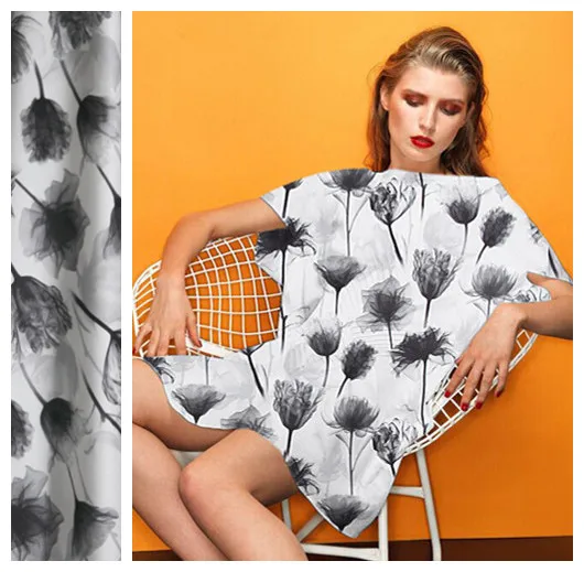 

Free shipping! Flowering color digital inkjet ink Yu really stretch satin fabric at wholesale high-grade silk clothing cloth