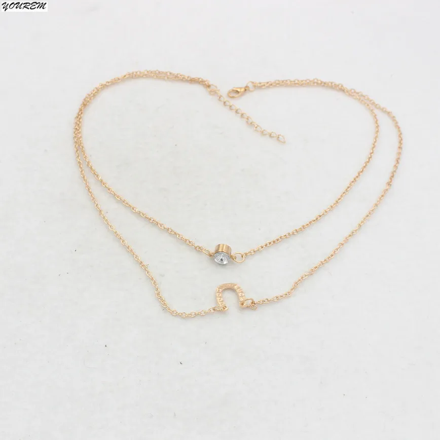 Многослойная Подкова с кристаллами короткая цепочка ожерелья для женщин сплав