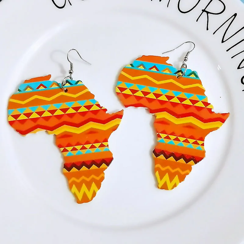 Лазерная резка дерева Карта Африки Красочные животные картины геометрические