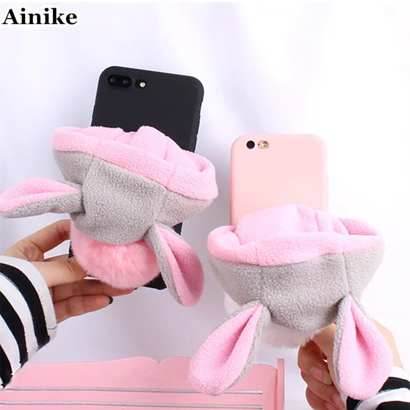 Ainike милый мягкий чехол для телефона из ТПУ с ушками животных iPhone X 4S 5S SE 6 6S Plus 7 7Plus