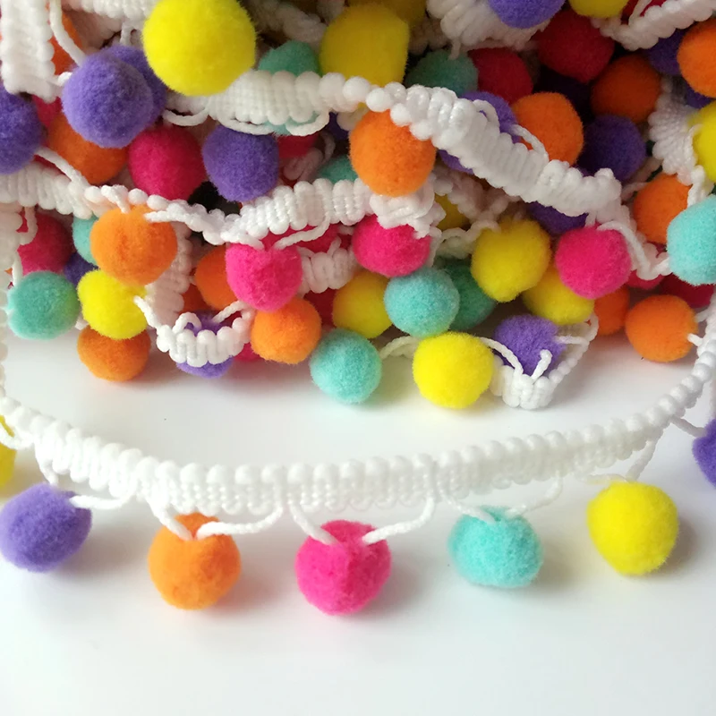 10 ярдов Радуга Pom pom кружевная отделка мяч швейная одежда аксессуары бахрома Лента отделка помпоны DIY ремесла для свадебного декора - Цвет: I
