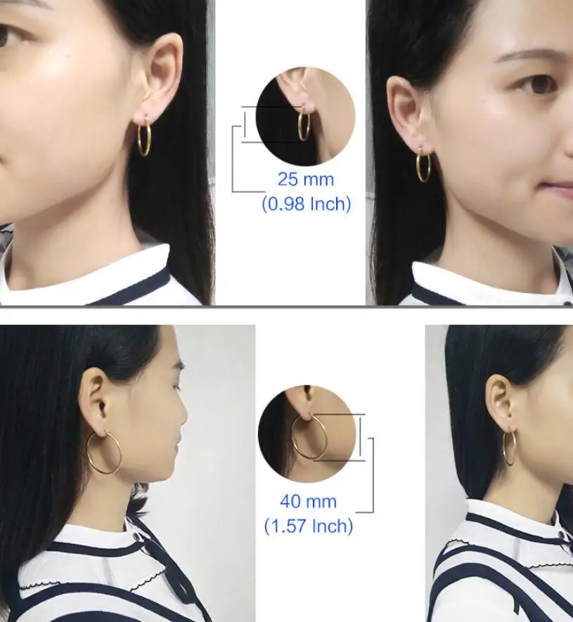 2 Pieces Rose Gold Big Hoop Earrings Punk Love Round Stainless Steel Circle Earring Huggie Jewelry for Women Wedding | Украшения и