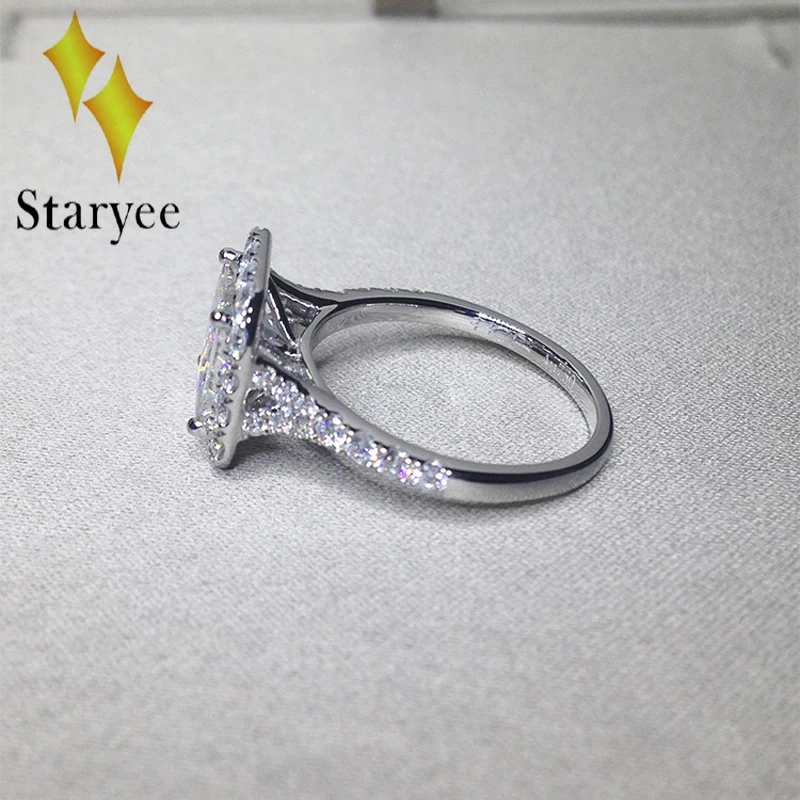 Сертифицированный Муассанит Обручение кольцо Лаборатория Grown 1.7ct Принцесса Cut