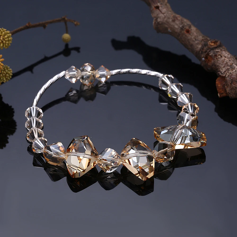 LEKANI Серебро 925 LEKANI кристаллы от Swarovski Прозрачный кристаллический браслет для женщин элегантные аксессуары романтические ювелирные украшения подарок