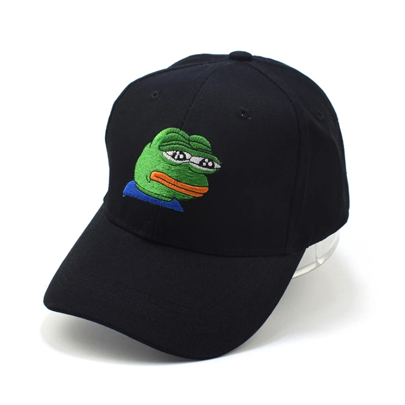 Грустно Кермит Чай Кепки лягушка Pepe неможет человек Вышивка Защита от солнца