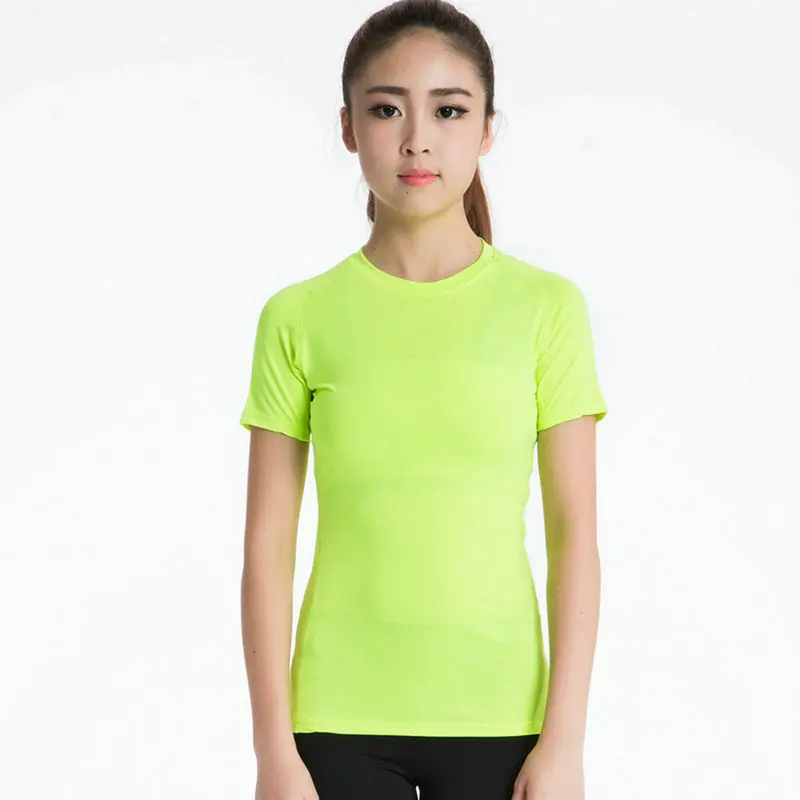 Быстросохнущие компрессионные колготки футболка с коротким рукавом для женщин