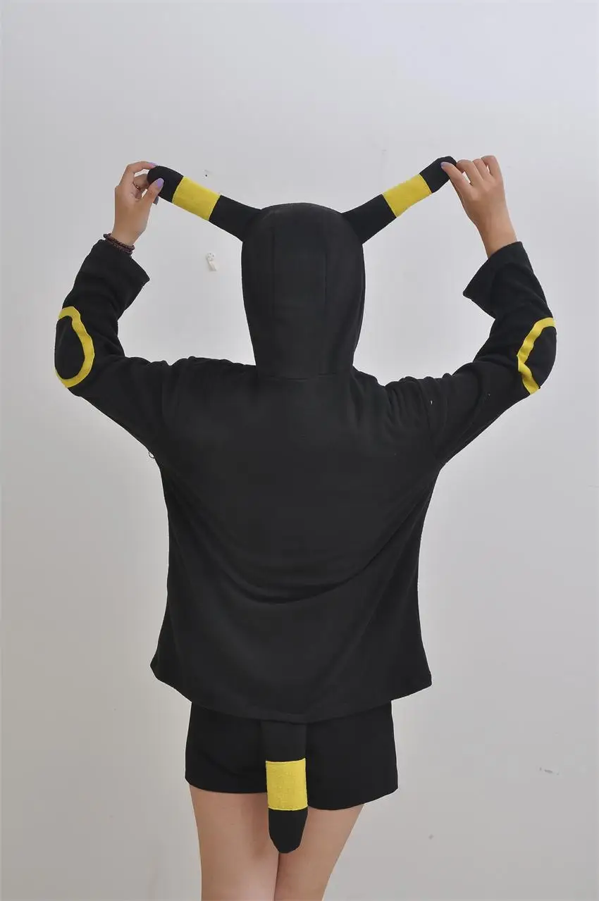 Женский черный Umbreon Толстовка Верхняя одежда куртка Косплей костюмы унисекс