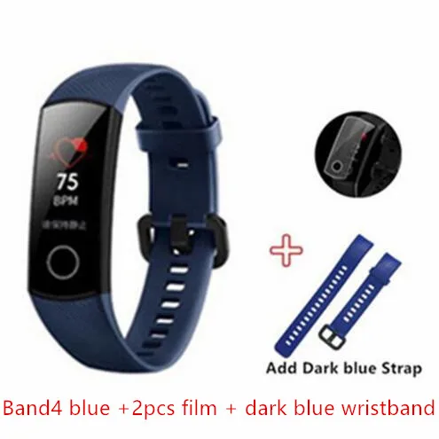 Blue-film-dar blu st Умный Браслет huawei Honor Band 4 с пультом дистанционного управления для камеры, цветной Amoled 0,9" сенсорный экран для плавания - Цвет: Blue-film-dar blu st