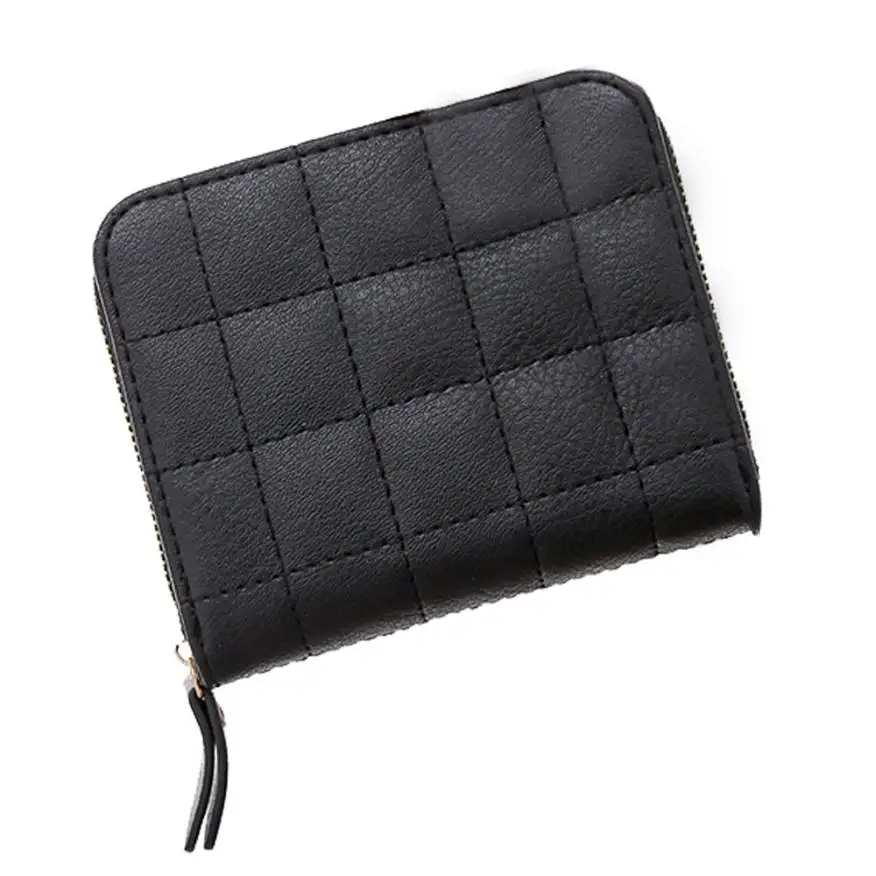 Black Женский кошелек, короткий, нубук, шахматы, маленький кошелек, клатч, кошелек, кредитная карта, ID держатель, чехол, сумка для денег,, Прямая поставка# Y - Цвет: Black