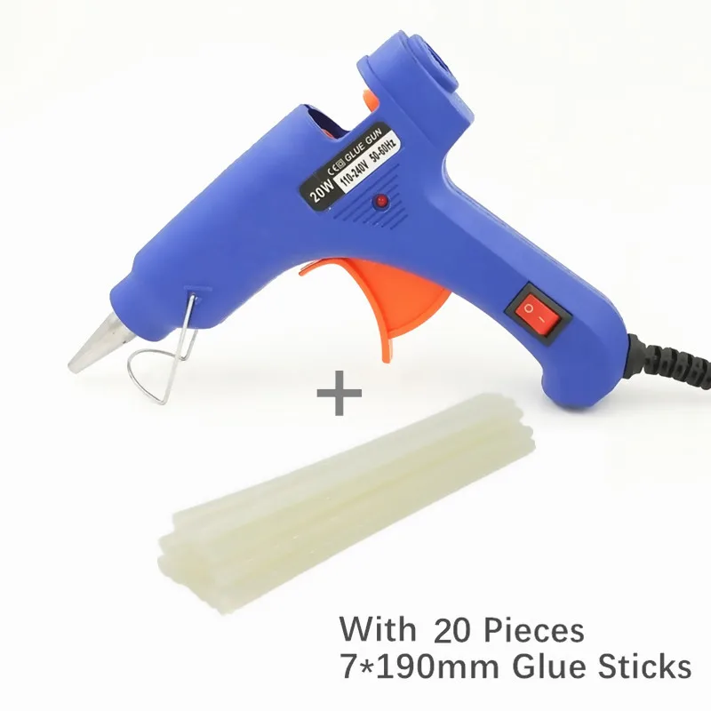 20pcs Glue Sticks BL Onnfang горячего расплава клея пушка 20 Вт с 20/комплект из 3 предметов 7 мм* 190 миллиметровый клей-карандаш промышленный мини Пистолеты термо Электрический тепла Температура инструменты - Цвет: 20pcs Glue Sticks BL