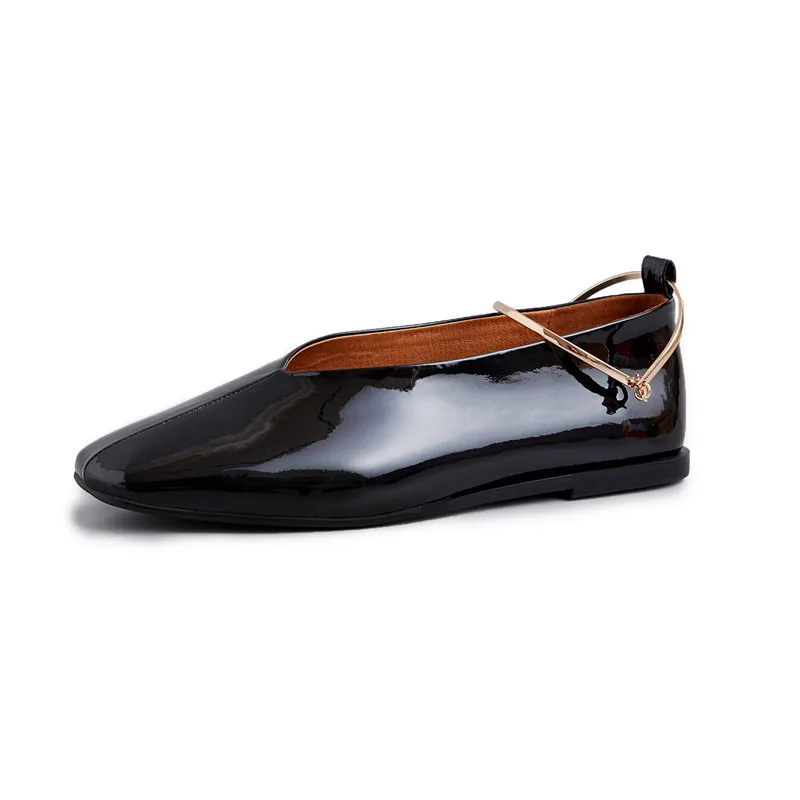 black flats Г.; модная женская обувь; золотая металлическая цепь; обувь с ремешком на щиколотке; Лоферы без шнуровки; женская обувь на плоской подошве; Цвет черный, бордовый; женские мокасины; повседневная обувь - Цвет: black flats