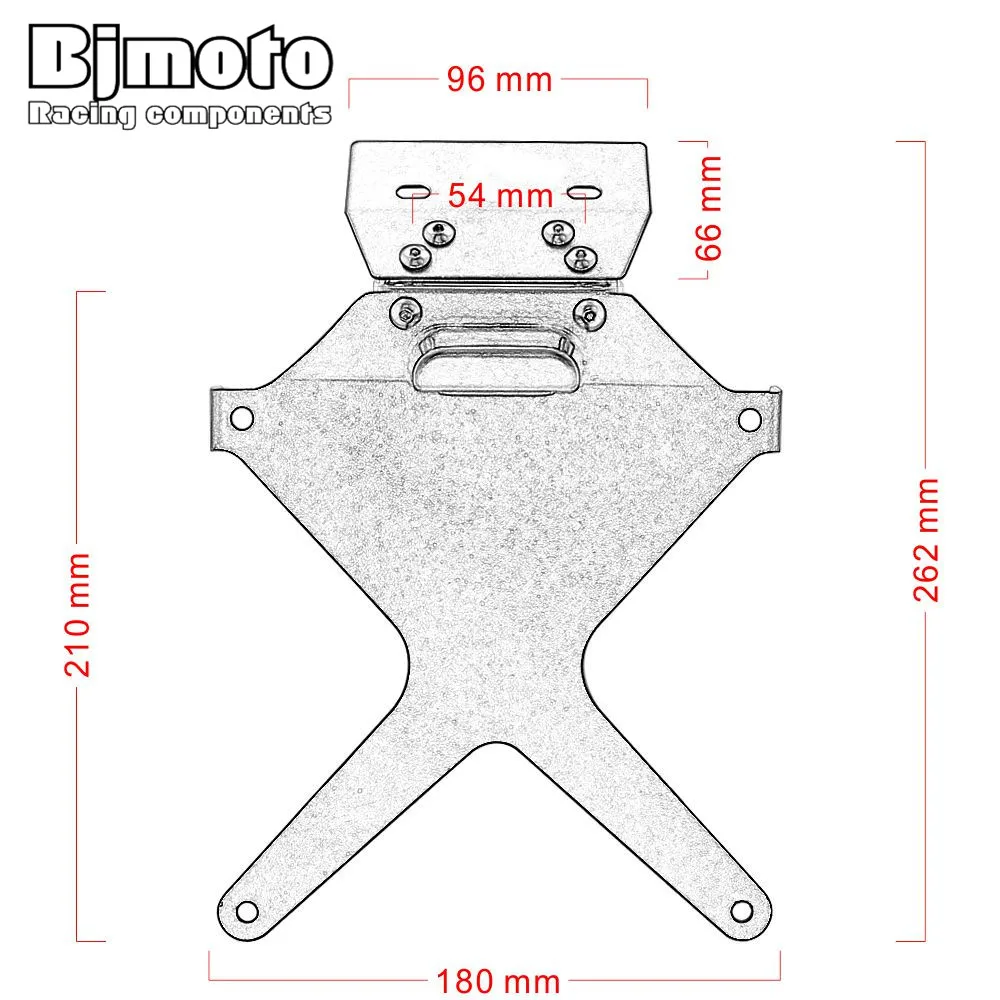

Bjmoto Motorcycle MT07 Adjustable Number License Plate Mount Holder Bracket With Plate light For Yamaha MT07 MT 07 2015 2016