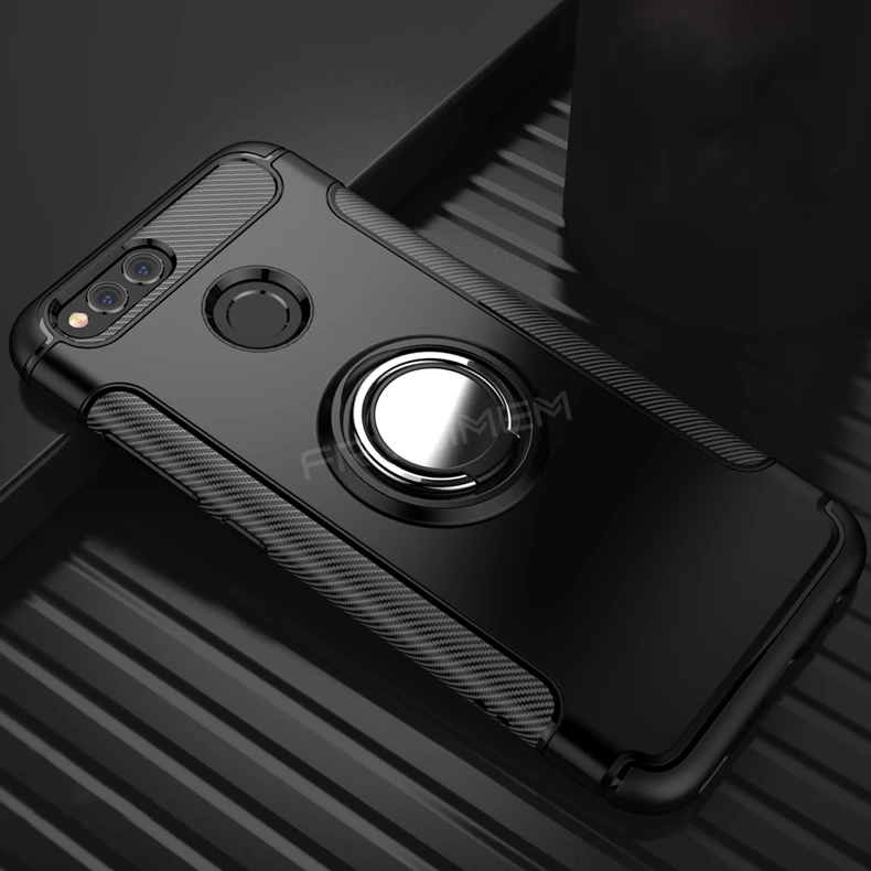 360 чехол для телефона с кольцом-держателем для huawei Honor7X Honor 7X5,93 7 X дюймов, магнитная автомобильная подставка, ТПУ силиконовый чехол с краями
